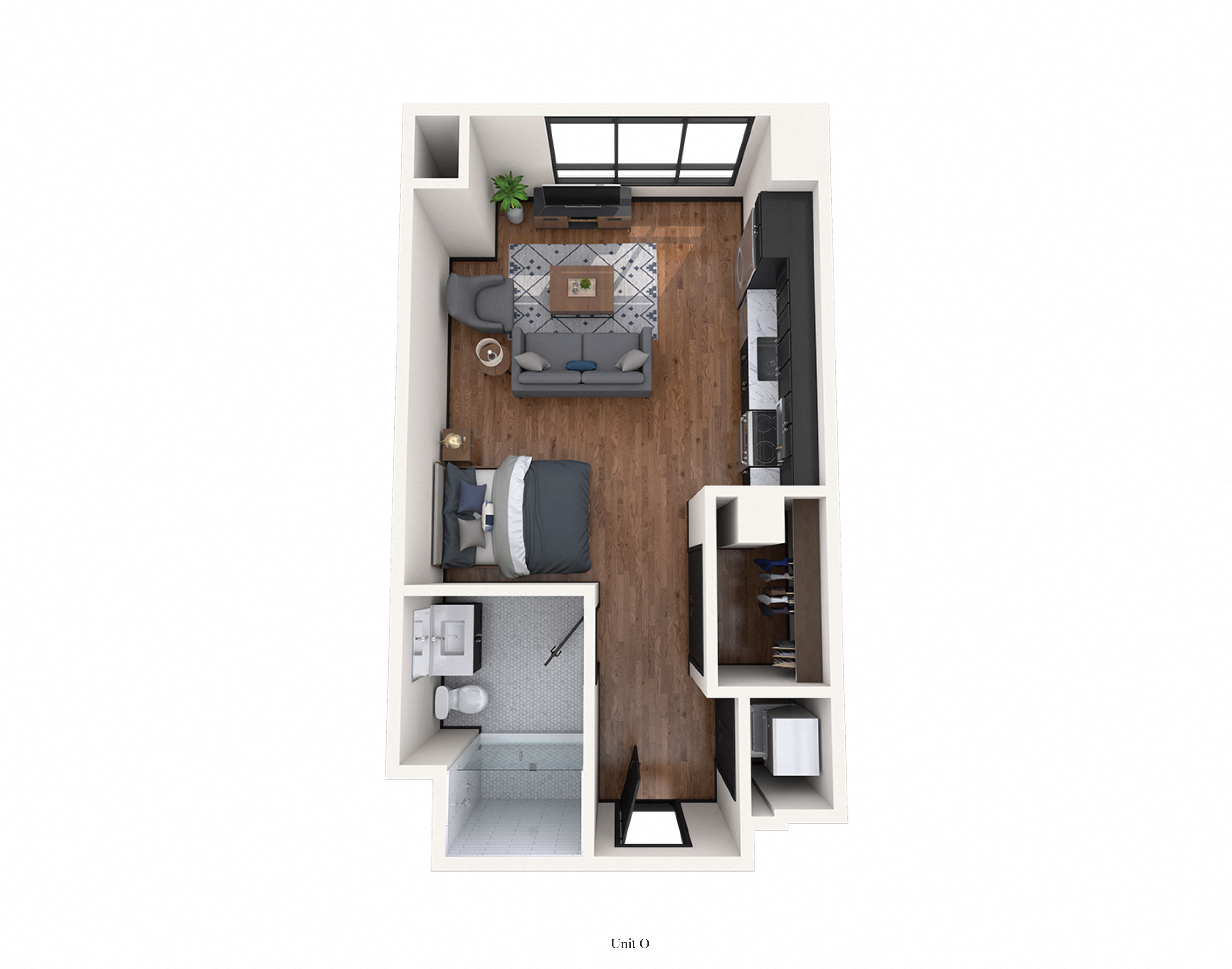 Floor plan for studio, 1 bath, 488 sqft